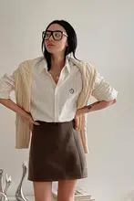 刺繍ストライプシャツ【韓国製・厚手コットン】