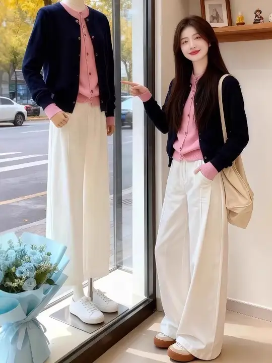 春用 フェイクツーピース ニットカーディガン【大きいサイズ・ゆったりシルエット・長袖】（セットアップ対応）