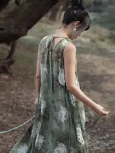 中華風の絞り染めワンピース【夏用・ロマンチック・フィット・ロングスカート】（セットアップ対応）