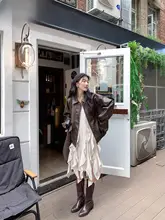 レトロデザインのブラウンレザージャケット【女性用・アメリカンスタイル・春秋向け】