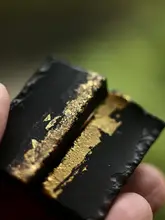 自然なデザインのガラス製茶匙置き【茶道具アクセサリー・黒色】