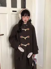 フード付きコート 女性 秋冬 中綿 ウール ビンテージスリムデザイン