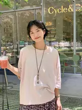 Tシャ  ツ レディース コットン100% 五分袖 ゆったり シンプル おしゃれ 肌触り柔らか 夏