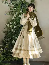 ロリータワンピース レディース 長袖 ボタニカル柄 エレガント 清楚 デイリー 春秋