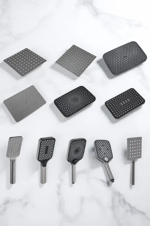 灰色シャワーヘッド【加圧タイプ・大口径・天井取り付け用】