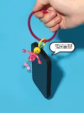 カラフルな手作りスマホ・キーケースストラップ【紫・ピンク・かわいい笑顔デザイン】