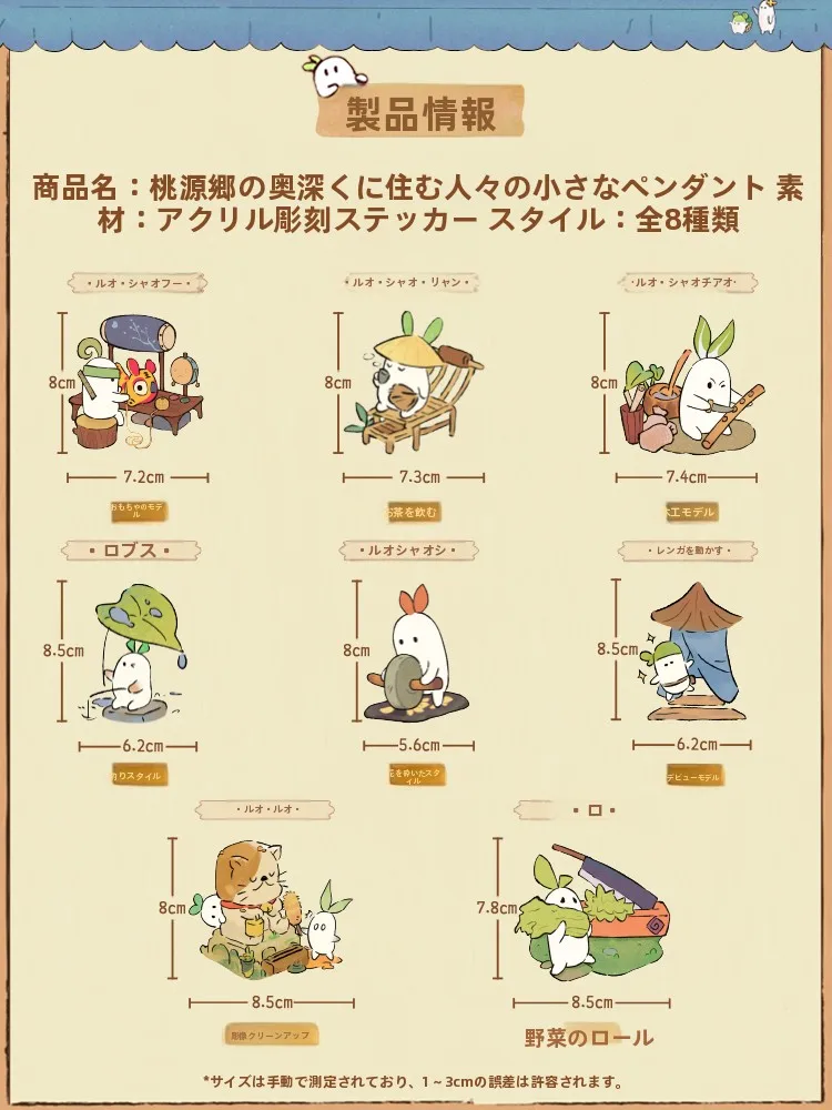 アクリル製ラディッシュキャラクタープレート：ゲームキャラクターをリアルに表現するミニ  プラグイン