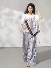 ボヘミアン風デザインの半袖Tシャツ【レトロプリント・カジュアル・夏用】（セットアップ対応）