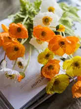 春色ポピーの造花アレンジメント【リビングやダイニングテーブル用・インテリア装飾】