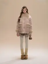 ファーコート 冬季女性用 コーディネート レトロピンクブラウン