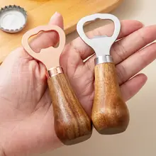 ステンレス製 ビールオープナー【木製ハンドル・クリエイティブ デザイン】