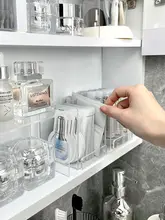 洗面所用 透明収納ボックス【鏡台内面用・化粧品整理・バスルーム仕切り】