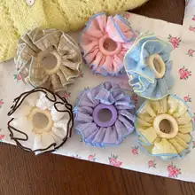 ヘアゴム キッズ ガールズ チュール フリル レース お団子 ポニーテール 甘め デイリー