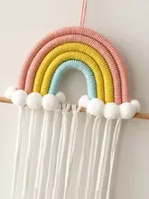 カラフルな流れるフリンジの毛糸ボールヘアアクセサリー壁掛け収納【子供部屋の装飾用】