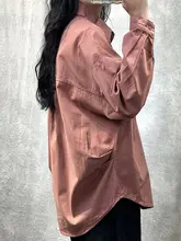 レトロ風 ロングスリーブシャツ【したシルエット・大きいサイズ・春用】
