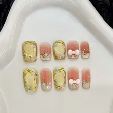 手作りの爪飾り【春夏向け・カラフルフラワー・ガラスビーズ・キャットアイデザイン】