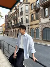 シンプルでしたデザイン！ブルーのカラーシャツ【メンズ・デザイン襟・カジュアル】