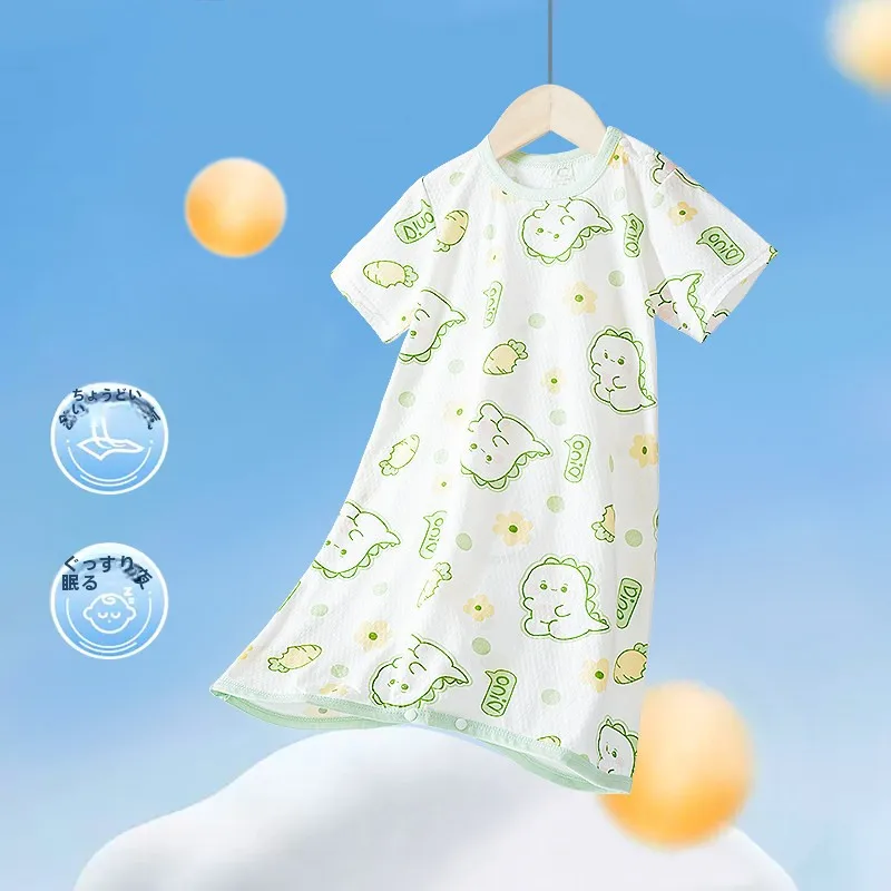 子供用夏用薄手コットンパジャマ：防踢デザインと100%純棉で快適な睡眠を実現