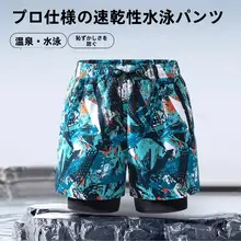 男性用水着【防尴尬・五分丈・二重構造・速乾・フィット】
