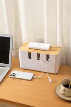 デスクトップ用電源タップ収納ボックス【充電器・電源ケーブル整理・データケーブルハブ】