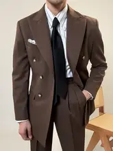 ツーボタンデザインのビジネスカジュアル用スーツジャケット【秋冬用・フラップ付き・ダブルブレスト】（セットアップ対応）