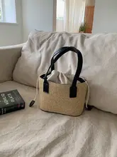 草編みの小型ハンドバッグ【カジュアル・リゾート用・ショルダーバッグ】