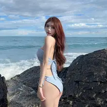 CCLOVEMX ビキニ水着【青色・セクシー・リゾート用・小胸対応】