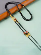 伝統的な中式金色ロックペンダント【手織りの紐・如意ロック・錦鯉アクセサリー】（セットアップ対応）