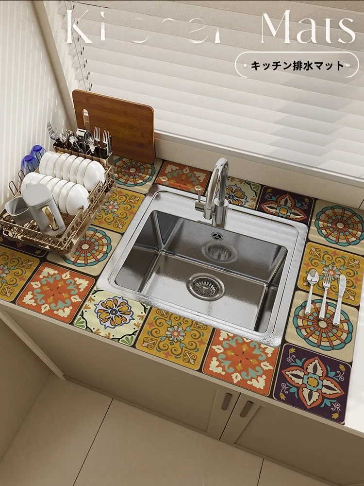 キッチン用吸水マット スリカゲル製：カット可能で水切り効果を実現