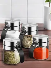 高級ガラス製調味料ボトル【ステンレス容器・キッチン用・塩入れ・調味料入れ】（セットアップ対応）