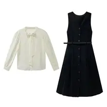 高級感漂うサスペンダー付きワンピース【秋冬用・大人カジュアル・上品デザイン】（セットアップ対応）