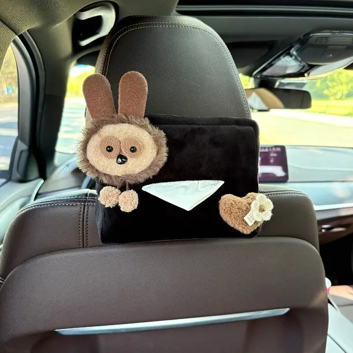 車載用ティッシュボックス【クリエイティブなぬいぐるみデザイン・大きな耳付き】