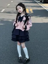 キッズ学院風ドレス【春用・高級感あるデザイン・ショートスカート】（セットアップ対応）