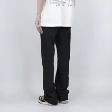 PERDU サイドスリット ゴムウエスト カジュアルパンツ【ストレートシルエット・通勤用・体型カバー】