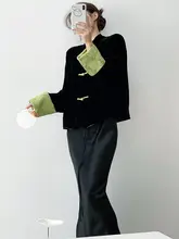 春秋向けコントラストボタンのショートジャケット【レトロ・新中式・ルーズフィット・スリム効果】