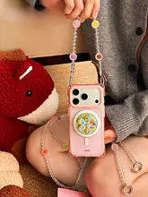 スマホケース キュート カラフル 花柄 回転スタンド マグネット式 斜め掛け チェーンストラップ ハンドル付き 四隅ストラップホール Huawei Mate 80 Pro P70 iPhone 16 18 Pro Max Xiaomi 17 対応