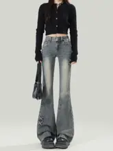 デニムパンツ レディース フレア ハイウエスト 着痩せ ヴィンテージ デザイン性 秋