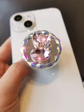 クリスタルウサギデザインのスマホスタンド【スワロフスキー風・貼り付け式・デスク支え・持ち運び便利】