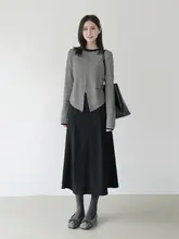高腰エレガントスカート【ウール素材・フレアデザイン・秋冬用・通勤対応】