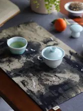 吸水性のある茶席用テーブルランナー【綿麻製・印刷デザイン・中華風】

