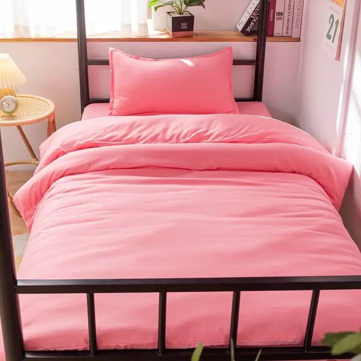 肌に優しい水洗いコットン寝具【無地・学生寮用・ベッドカバー・シーツ】（セットアップ対応）