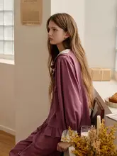 甘美なレースフリルのプリンセス風パジャマ【軽やかなフリース素材・カジュアルホームウェア】（セットアップ対応）