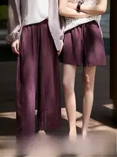 紫色の桑蚕絲テーパードパンツ【フィット・女性用・夏季用】