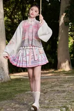 秋冬向け和装用ニットジャケット【フラワーパターン・明スタイル・縦襟】