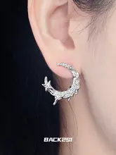 個性的デザイン！月牙モチーフのピアス【シンプルで洗練されたスタイル・女性用】