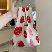 ストロベリーニット トップハンドルバッグ 韓国版かわいい
