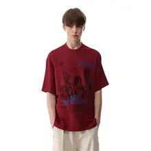 サブカルチャー風 デザインプリントオーバーサイズTシャツ【ストリートスタイル・短袖】