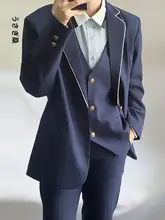 学院風ブルーのスーツ【男子用・秋冬・演出用・四点セット対応】