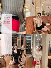 ハイウエストスカーチョ【女性用・細見え・レッグライン美脚・2色展開・スリット入り】
