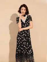 フリル付きマーメイドスカート【ドット柄・フラワープリント・フランス風】（セットアップ対応）